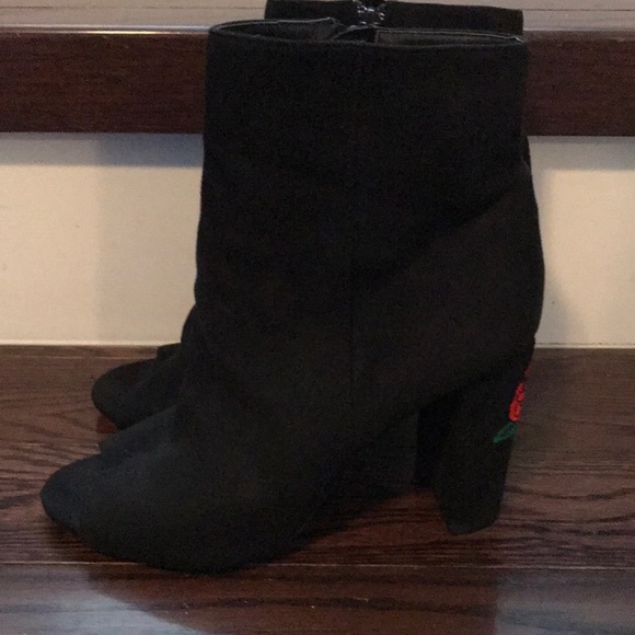 🥾 Wild Diva Black Swede Open Toe Ankle Boots WB06 - Picture 1 of 3